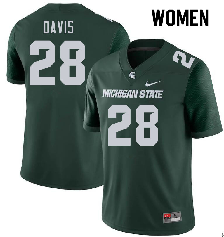 Women #28 Philipp Davis Michigan State Spartans College Football Jerseys Stitched Sale-Green